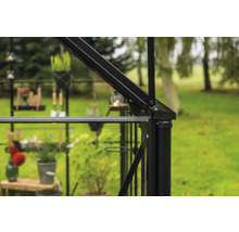 Vue détaillée d'une serre avec des plantes et des outils de jardinage