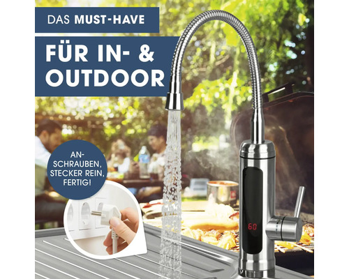 Edelstahl Küchenarmatur mit digitaler Temperaturanzeige für den Innen- und Außenbereich