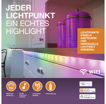 Ruban LED RGBW intelligent pour cuisine avec contrôle individuel, rythme musical et WiFi pour Alexa, Google Home et application Smart Plus.