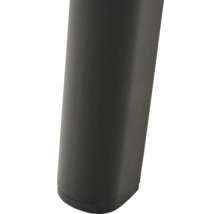 Pied de meuble noir avec surface texturée et profil arrondi.