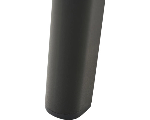 Pied de meuble noir avec surface texturée et profil arrondi.