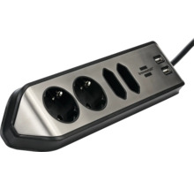Bloc multiprise avec prises de contact de protection et ports USB