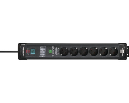 Bloc multiprise avec six prises et protection contre les surtensions