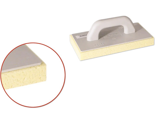 Schwammbrett mit Griff und Maßen 28x14 Zentimeter.