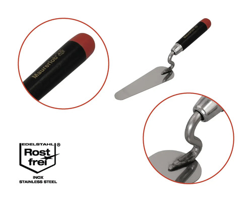 Truelle de maçon avec lame en acier inoxydable et manche noir