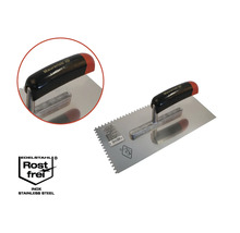 Truelle dentée Maurerlob en acier inoxydable avec poignée en plastique