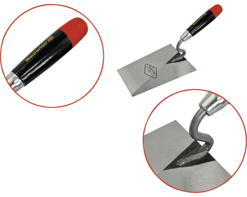 Truelle de maçon avec manche noir et pointe rouge