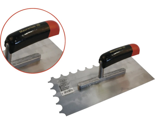 Spatule crantée avec poignée en plastique