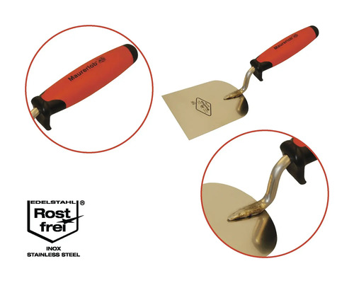 Truelle de maçon avec lame en acier inoxydable et manche en plastique