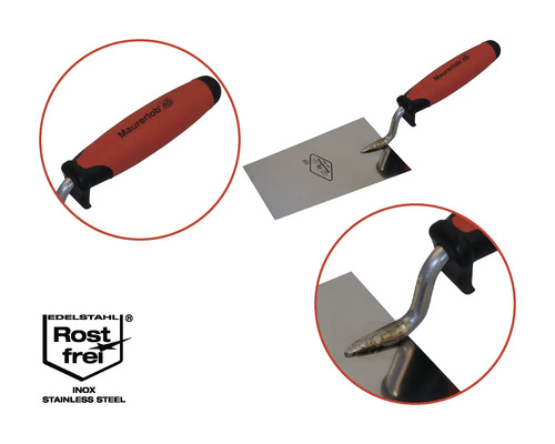 Truelle de maçon Maurerlob avec lame en acier inoxydable et manche en plastique