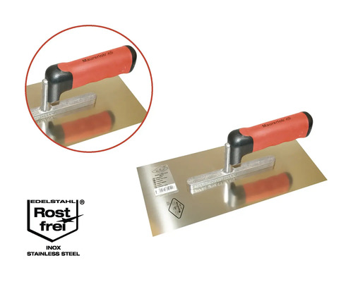 Truelle de plâtrier en acier inoxydable avec poignée en plastique