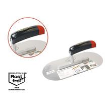 Taloche à lisser en acier inoxydable avec manche en plastique et label antirouille