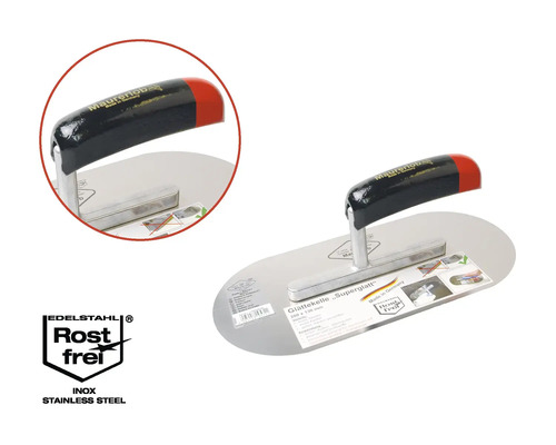 Taloche à lisser en acier inoxydable avec manche en plastique et label antirouille