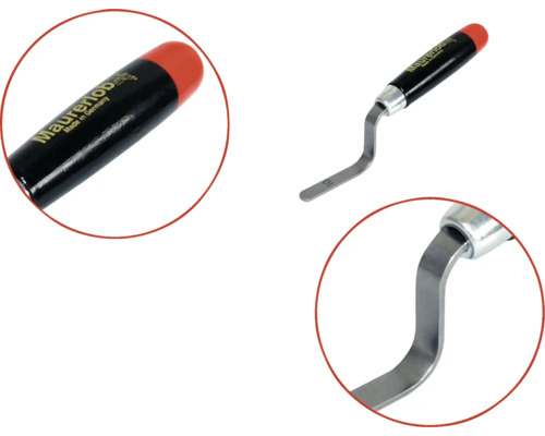 Gratte-joints Maurerlob avec manche en bois et lame en acier courbée