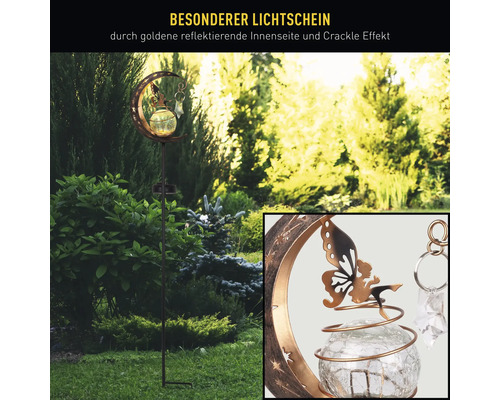 Dekorative Solarleuchte mit Mond, Fee und Crackle-Effekt für den Außenbereich
