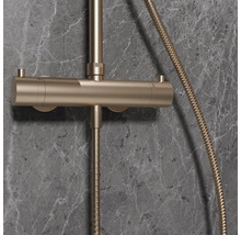 Duscharmatur mit Brauseschlauch vor Wand