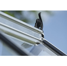 Detailansicht eines Gewächshauses mit dekorativem Ornament