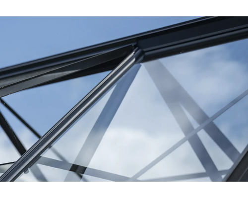 Vue détaillée d'une serre avec cadre et verre