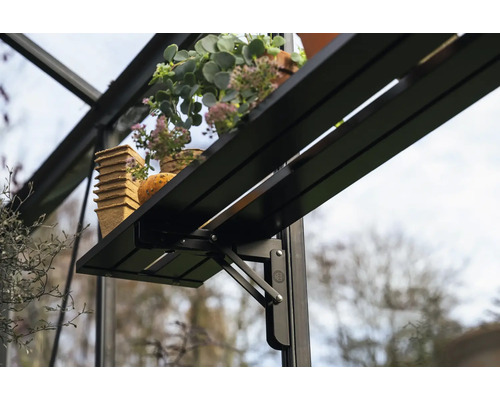 Étagère pliante pour serre avec plantes et pots