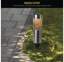 Solarleuchte aus Edelstahl mit Crackle-Glas für den Aussenbereich