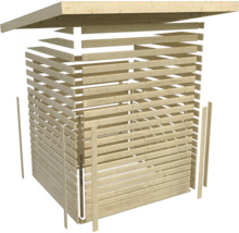 Illustration eines Holzunterstandes zur Lagerung von Brennholz