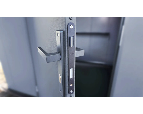 Garniture de porte avec poignée de porte et serrure