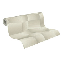 Papier peint intissé avec motif géométrique à effet 3D beige avec une structure fine.