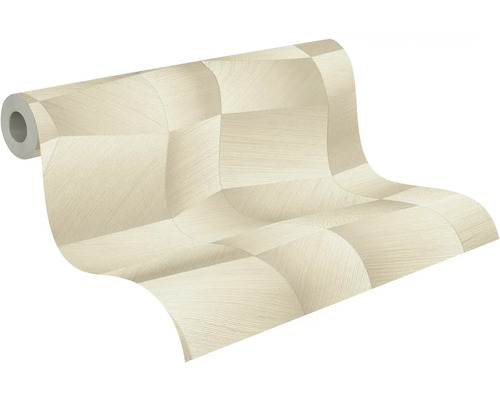 Vliestapete mit geometrischem Muster und strukturierter Oberfläche in Beige