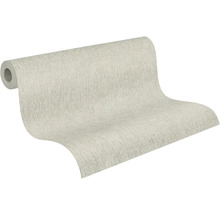 Vliestapete mit feiner Leinenstruktur in Beige