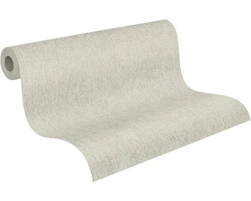Vliestapete mit feiner Leinenstruktur in Beige