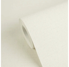 Vliestapete mit feiner Leinenstruktur in Creme, Rolle.