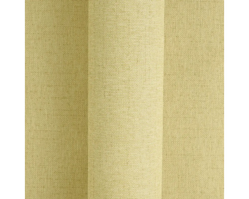 Strukturierte beige Tapete mit feiner Leinenoptik und vertikaler Linienführung.