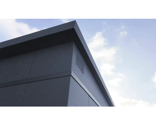 Nahaufnahme einer modernen Gartenhaus Ecke mit Entlüftung