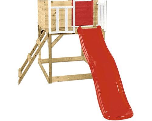 Tour de jeu en bois avec toboggan et échelle