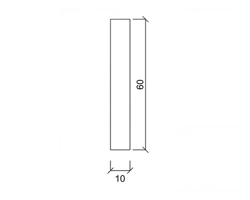 Dessin technique d'un élément de construction mesurant 60 sur 10.