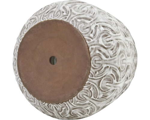 Pot de fleurs avec motif ornemental et trou de drainage