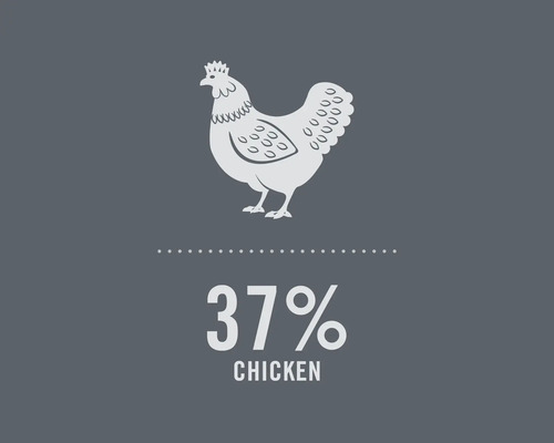 Illustration : 37 % de teneur en poulet