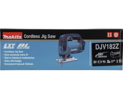 Scie sauteuse sans fil Makita DJV182Z avec batterie lithium-ion 18 Volt et moteur sans balais.