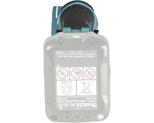 Makita Lithium-Ionen Akku BL1021B mit 10,8 bis 12 Volt maximal und 2,0 Amperestunden.