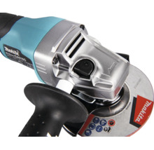 Meuleuse angulaire sans fil Makita GA016G avec Makita Logo, carter métallique et poignée latérale.