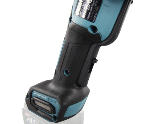 Poignée d'outil sans fil Makita avec prise ergonomique, interrupteur de sécurité et connexion de batterie 40 Volt Max XGT.