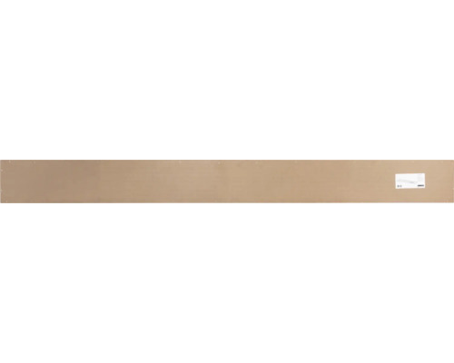 Tablette d étagère longue et étroite en bois aggloméré beige.