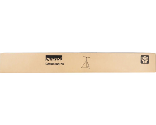 Emballage en carton Makita pour trépied GM00002073 avec Makita Logo et symbole de manipulation prudente.