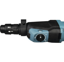 Detailansicht eines Bohrhammers mit Funktionswahlschalter für Bohren, Hammerbohren und Meißeln.