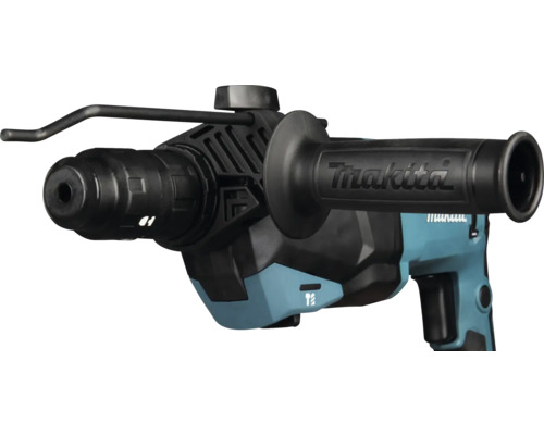 Makita Bohrhammer in Petrol und Schwarz mit Tiefenanschlag und Makita Logo auf dem Seitengriff.