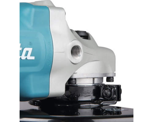 Tête engrenage de meuleuse Makita avec filetage pour poignée latérale et capot de protection noir.