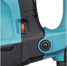 Nahaufnahme eines Einstellrads für die Geschwindigkeit an einem Elektrowerkzeug mit Anzeigeleuchten für Stromversorgung und Wartung.