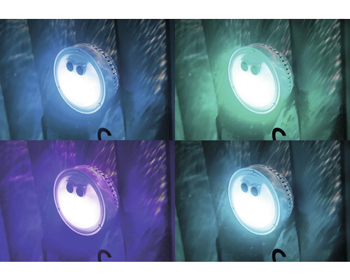 Spot encastrable avec quatre effets de lumière différents pour l'éclairage de bassin