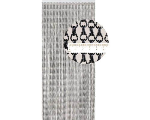 Dekorative Kettenvorhang mit Detailansicht der Kettenglieder und Zentimeterangabe