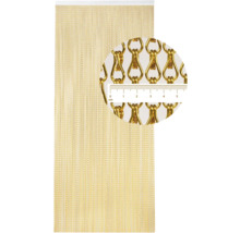 Goldfarbener Kettenvorhang mit Detailaufnahme der Kettenglieder und Zentimeterangabe